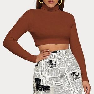 Shein Rust brown crop turtleneck